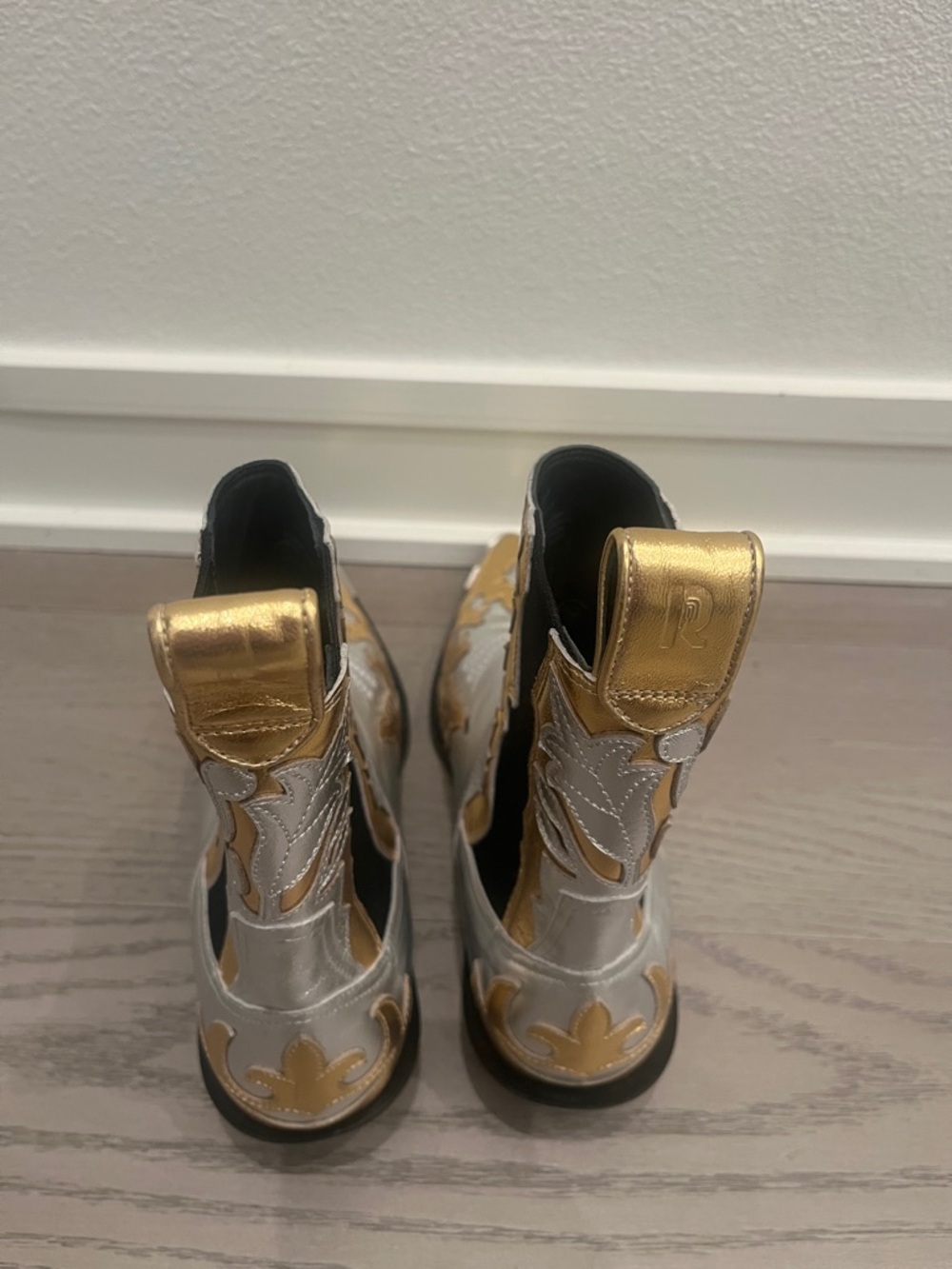 Paco Rabanne X H&M Silver and Gold Pointed Chelsea Booties 38 - Picture 6 of 9